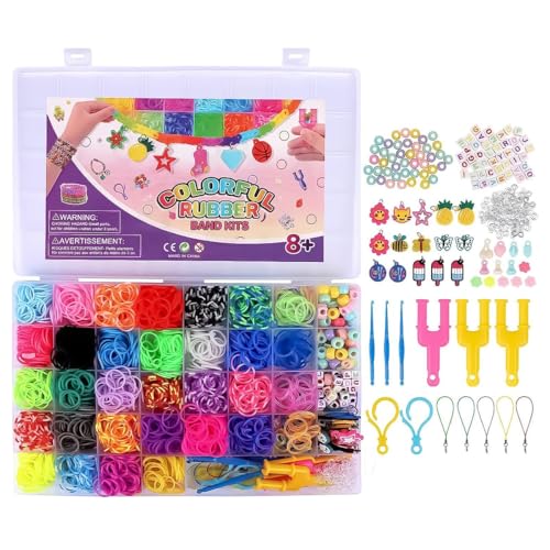Sarini Set mit 2500 elastischen Armbändern, 40 Gitter, DIY-Set mit elastischen Webbändern und Aufbewahrungsbox zum Selbermachen von Armbändern, Zubehör von Sarini