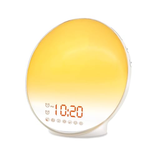 Sarini Sonnenaufgangswecker, Wecklicht mit Sonnenaufgangs-/Sonnenuntergangssimulation, Zwei Alarme, Nachttischlampe, Schlummerfunktion, FM-Radio Sarini Sonnenaufgangswecker, Wecklicht mit Sonnenaufgangs-/Sonnenuntergangssimulation, Zwei Alarme, Nachttischlampe, Schlummerfunktion, FM-Radio von Sarini