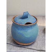 Keramik Blau Und Grün Honigschale, Zuckerdose, Kanister, Keramikdose, Honigtopf, Housewarming Geschenk von SaritCeramics