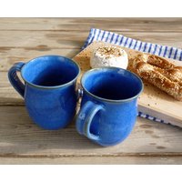 Keramik Blaue Tassen Set, Kaffeetassen, Kaffeeliebhaber Geschenk, Geschenk Für Sie, Cappucino Tasse von SaritCeramics