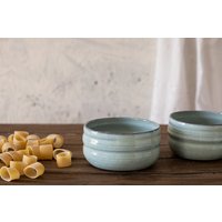 Keramik Hellblaue Suppenschalen-Set, Set Von Zwei, Schalen, Servierschale, Ramenschalen, Muttertagsgeschenk von SaritCeramics