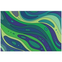 Blau & Grün Teppich, Funky Rugs, Funky Area Rugs, Groovy Lebhafter Retro Liquid Swirl Green Blue Wandkunst Teppich von SaritShayLove