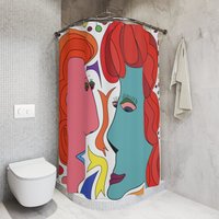 Bunter Baddekor, Lustiger Duschvorhang, Pop Art-Badevorhang, Bunter Polyester Duschvorhang von SaritShayLove