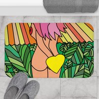 Coole Badematte, Pop Art Moderne Kunst Hippie Bunte Badematte von SaritShayLove