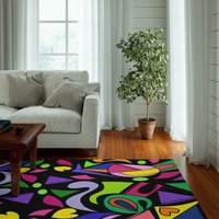 Einzigartige Funky Rugs, Funky Rug, Lebhafter Teppich, Groovy Wohnheim Dekor, Wandkunst, Hip Hop Teppiche von SaritShayLove