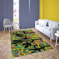 Funky Rugs, Funky Teppich, Abstrakter Waldteppich, Großer 5x7 Einzigartiger Künstlerteppich Für Schlafzimmer, Teppiche Für Wohnzimmer von SaritShayLove