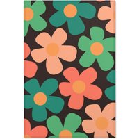 Funky Rugs, Teppich, Retro 70Er Jahre Florale Teppiche, Grün Und Orange Blumen Küchen Teppich von SaritShayLove