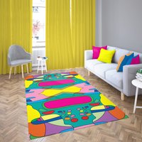 Funky Teppich, Boho Style Pop Art Bereich Schlafzimmer Bunte Designer Abstrakter Dorm Dekor Teppich von SaritShayLove