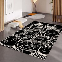 Schwarz Weißer Kunst Teppich, Original Funky Fester Schlafzimmer Wohnheim Dekor, Groovy Schwarzer Teppich von SaritShayLove