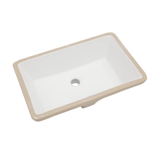 Sarlai Rechteckige Unterbauspüle – 53,3 x 33 cm, moderne weiße Keramik, Waschtisch-Waschbecken mit Überlauf, Innenschüsselgröße 48 x 30 x 12 cm von Sarlai