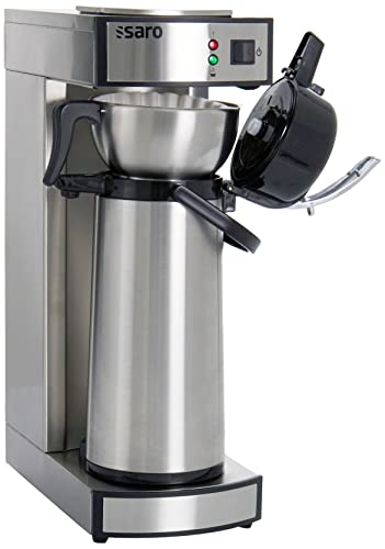 Saro 317-2085 Thermo Kaffeemaschine mit Korbfilter und Thermoskanne Industriekaffeemaschine mit Pumpkanne (2,2 Liter, ca. 10 Tassen Kaffee, Brüh-& Warmhaltefunktion), Silber, 1.8 liters von Saro