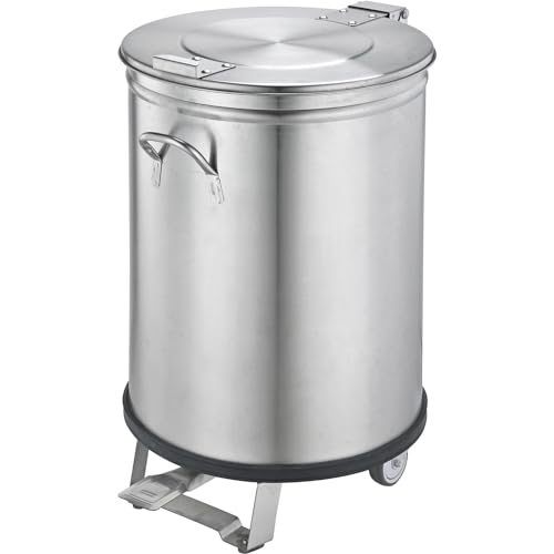 Saro Abfallbehälter mit Pedal – Edelstahl – 50 L – Mit Rollen & Haltegriff – Deckel abnehmbar – Ø 75 mm Räder – 350×350×600 mm – Modell ME50 von Saro