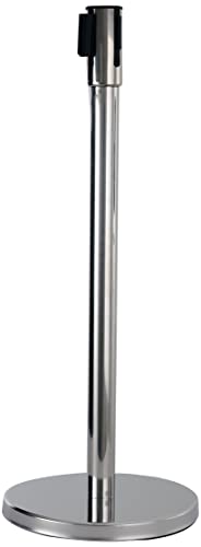 Saro Absperrpfosten mit Gurt – Edelstahl – Gurtlänge 3 m – Automatisch aufrollbar – 4 Richtungen – Ø 360×915 mm – Schwarz – Modell AF306S von Saro