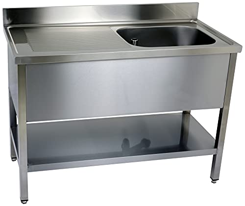 Saro Spültisch mit 1 Becken, rechts - 600 mm Tiefe, 1200mm von Saro