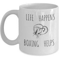 Leben Passiert Boxen Hilft - Handschuh Becher Geschenk Für Amateur-Boxer Boxring Themen Fan Box-Trainer-Geschenk Boxer von Sarothdesigns