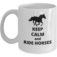 Pferdebecher - Keep Calm & Ride Horses Lustige Pferdeliebhaber Geschenk Pferdegeschenke Für Pferde Tierbecher Silhouette von Sarothdesigns