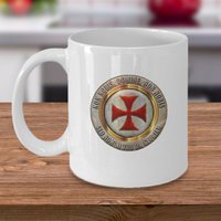 Ritter Templer Kreuz Kaffeebecher - Non Nobis Domine Sed Nomini Tuo Da Gloriam Motto Freimaurer Symbol Geschenke von Sarothdesigns