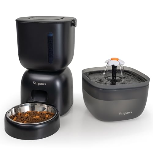Automatischer Katzenfutterspender und Wasserspender FW1, Draht oder Batterie Katzenfutterspender Timer Pet Feeder - Verriegelbarer Deckel, Trockenmittelbeutel, programmierbare Portionskontrolle Automatischer Katzenfutterspender und Wasserspender FW1, Draht oder Batterie Katzenfutterspender Timer Pet Feeder - Verriegelbarer Deckel, Trockenmittelbeutel, programmierbare Portionskontrolle von Sarpaws