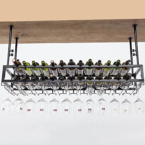 SaryEdge Deckenweinregale, höhenverstellbar, Weinhalter aus Metall für Stielgläser, hängendes Weinglasregal, geeignet für Bars, Küchen, Restaurants (Größe: 60 cm) (60 cm) von SaryEdge