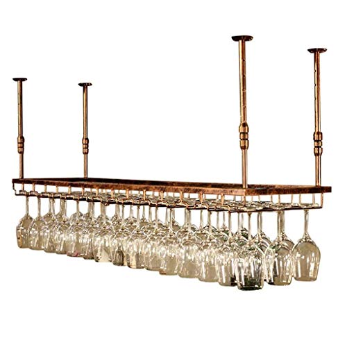 Weinglashalter zum Aufhängen an der Decke, umgedreht, für Stielgläser, Kelche, Metall, Eisen, Champagnerglas, unter dem Schrank, Getränkehalter – rustikale Vintage-Bronze (Größe: 60 x 35 cm (24 x von SaryEdge