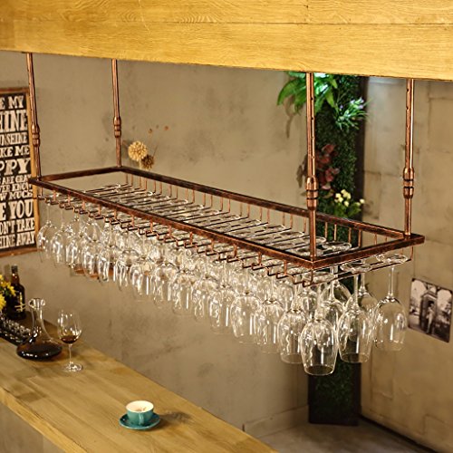Weinglasrahmen aus Glas, zum Aufhängen von Rotwein-Stielgläsern, an der Decke montierter hängender Weinflaschenhalter, Metallbecher, Weinglasregal, schwarz, Größe: L 120 x B 40 cm, Weinregale (A von SaryEdge