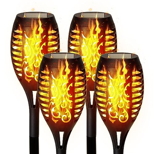 Solarlampen für Außen Garten - 4x Solarleuchten Outdoor - Led Gartenbeleuchtung Solar mit Flammeneffekt - Gartendeko für Draußen Wetterfest Solarlampen für Außen Garten - 4x Solarleuchten Outdoor - Led Gartenbeleuchtung Solar mit Flammeneffekt - Gartendeko für Draußen Wetterfest von Saska Garden