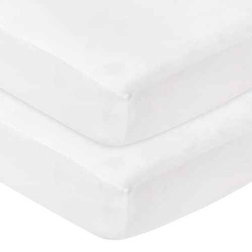 Sasma Home - 2er-Pack Spannbettlaken aus 100 % Jersey-Baumwolle für Kinderbett Next2Me – Next2Me kompatibles Spannbetttuch für Kinderbett (50 x 85 cm), 2 Stück, weiß von Sasma Home