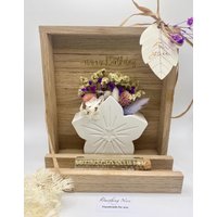 Geschenk, Wunscherfüller, Raysinvase Mit Trockenblumen in Geschenkbox Aus Holz, Geburtstag von Sasomethingnice