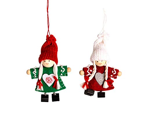 Sass & Belle 2 Rot & Grün Nordic Filz Puppe Weihnachtsbaum hängende Dekoration von Sass & Belle