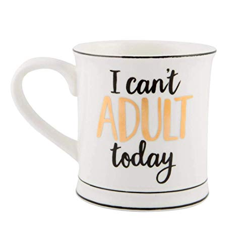 Gold Metallic Monochrome I Can't Adult Today Mug Tea Coffee Cup Gift Boxed von Sass & Belle