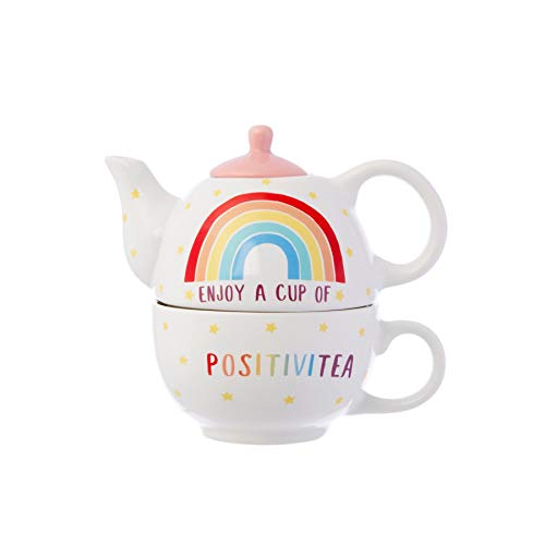 Rainbow Positivitea Tea Pot Set for One von Sass & Belle