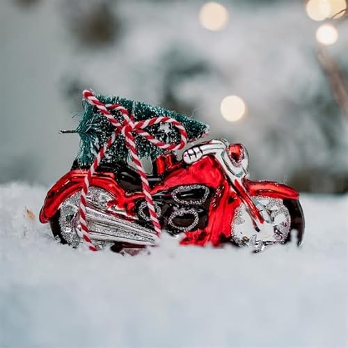 Sass & Belle - Weihnachtsbaumschmuck: Motorradförmiger Baumschmuck aus Glas für Weihnachten von Sass & Belle