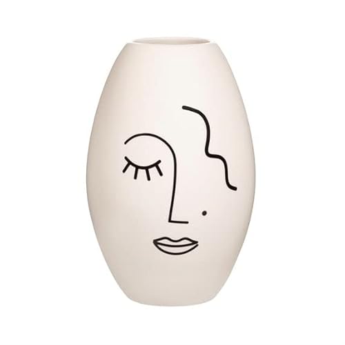 Sass & Belle Gro�e Vase, abstraktes Gesicht, Wei� von Sass & Belle