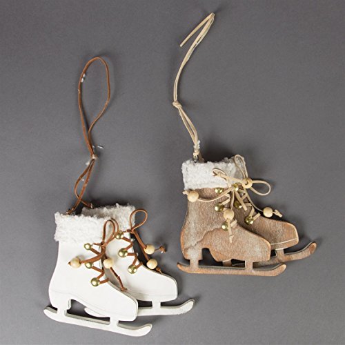 Sass & Belle Ice Skates Set von 2 Holz sortiert hängen Weihnachten Dekoration - von Sass & Belle