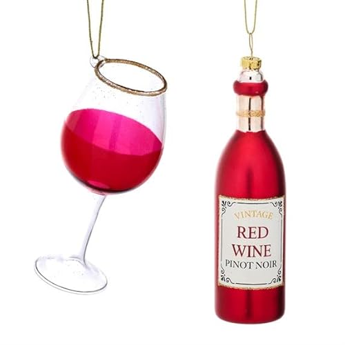 Sass & Belle Weihnachtskugel in Rotwein- und Glasform, 2 Stück von Sass & Belle