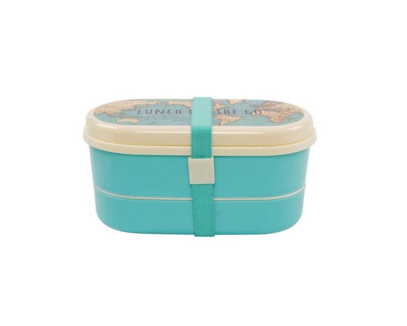 Sass & Belle Lunchbox Lunchbox Brotdose Bento Box 'Vintage Map', ca. 8,5 x 9 x 17 cm, Kunststoff von Sass & Belle