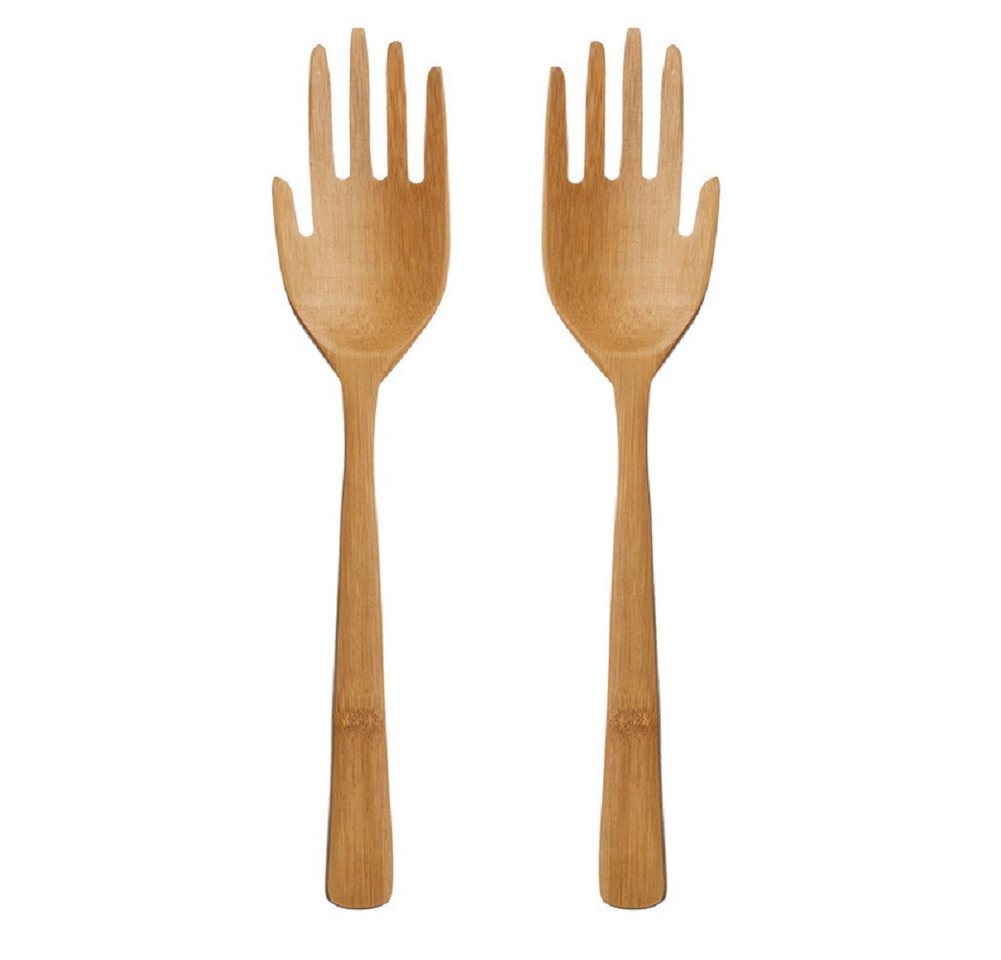 Sass & Belle Salatbesteck Hände (Bambus, 2-tlg., Länge ca. 30 cm), Holz Servierbesteck von Sass & Belle