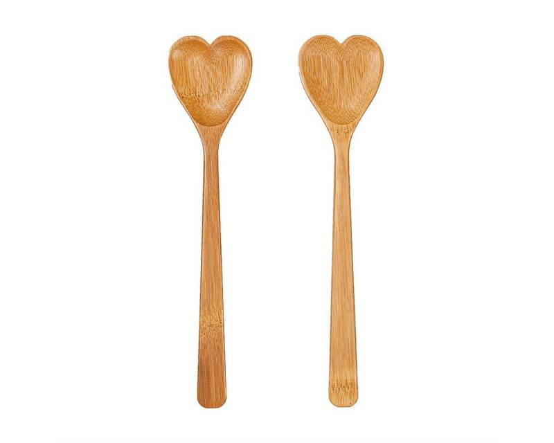 Sass & Belle Salatbesteck Herzen (Bambus, 2-tlg., ca. 26 x 6 x 2 cm), Holz Servierbesteck von Sass & Belle