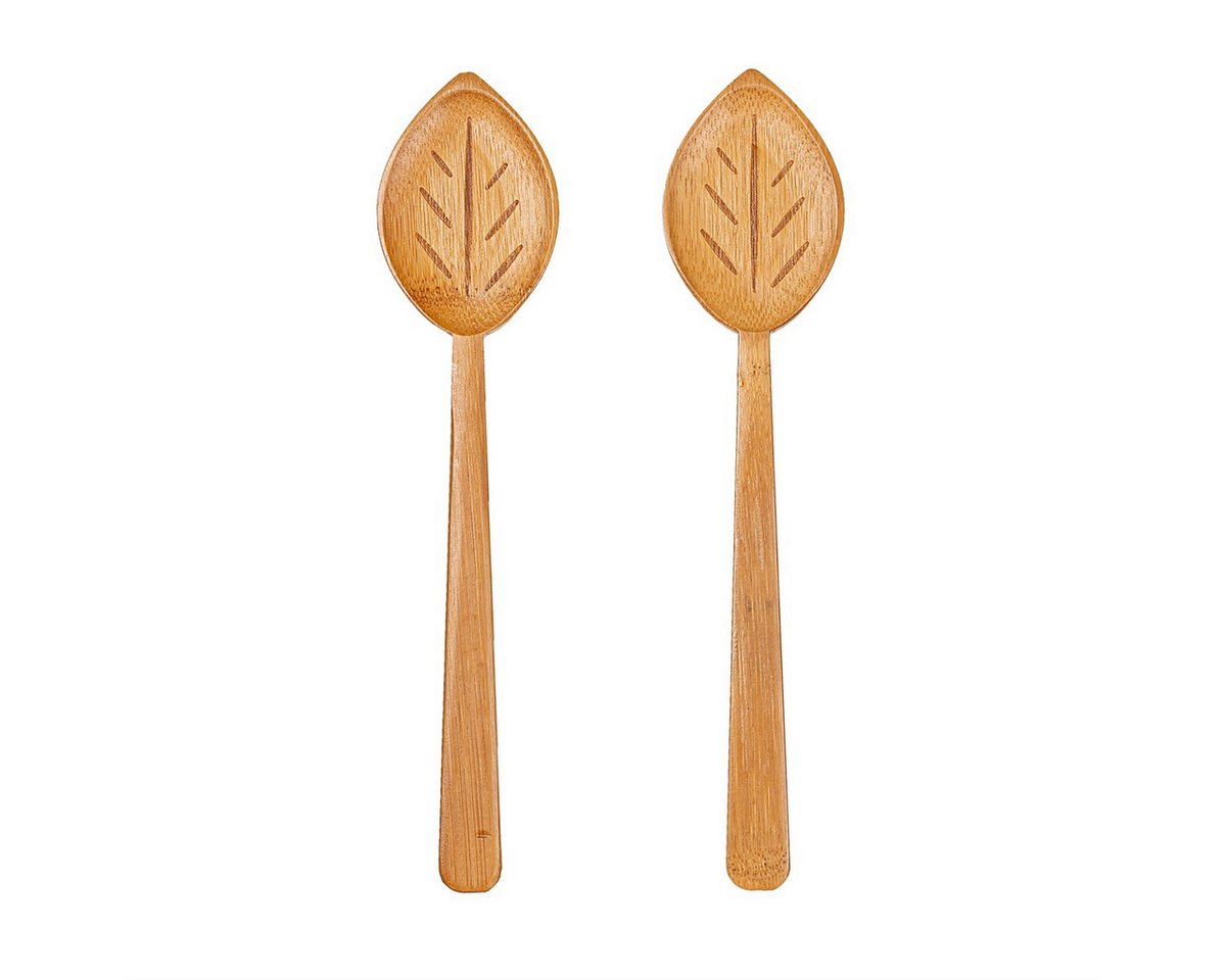 Sass & Belle Salatbesteck Laub Blätter (Bambus, 2-tlg., ca. 26 x 6 x 2 cm), Holz Servierbesteck von Sass & Belle