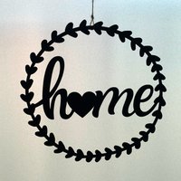 Hängedeko Home Im Kranz Aus Kraftpapier Ø 20cm | Fensterdeko Hängend Fensterhänger Wanddeko Wandhänger von SassiMoeKreationen