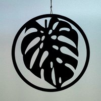Hängedeko Monstera Blatt Im Ring Aus Kraftpapier Ø 18cm | Fensterdeko Hängend Fensterhänger Wanddeko Wandhänger von SassiMoeKreationen