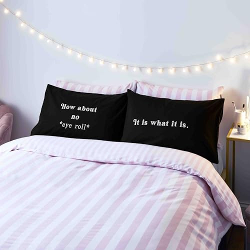 Sassy B How About No Standard 50x75cm Pack of 2 Pillow Cases with Envelope Closure Black von Sassy B