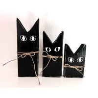 Schwarze Katze Halloween-Dekor, Rustikales Halloween, Vintage Schwarze Liebhaber, Halloween-Dekor Für Haus, Gruselige Dekor von SassyCottageGifts