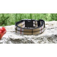 Designer Hundehalsband Tan Kariert Mit Passender Leine - Klein Bis Groß, Jungen & Mädchen Für Den Täglichen Gebrauch Trendy Mode Zu Fuß Luxus von SassyDogFashions