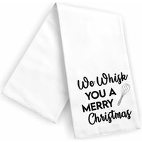 We Whisk You A Merry Christmas Glitzer Oder Einfaches Küchenhandtuch | Lustige Weihnachten Urlaub Kochen Cookies Geschenk Für Sie von SassyHatsAndMore