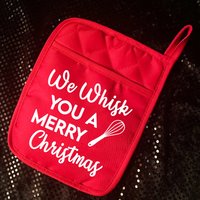 We Whisk You A Merry Christmas Glitzer Oder Einfarbiger Topfhalter | Weihnachten Urlaub Kochen Lustige Geschenk Für Sie Cookies von SassyHatsAndMore