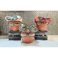 Freche Seelenschwester, Kopf Gesicht Übertopf Mit Brille, Drainage, Pflanzgefäße Und Töpfe, Niedlicher Übertopf, Blumentöpfe, Einzigartiges Geschenk von SassySoulSisterStore