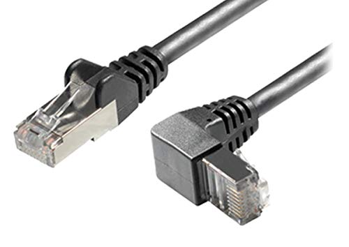 Sat-Fox Cat6A / S/FTP (PIMF) Patchkabel Netzwerkkabel RJ45 Stecker gerade auf RJ45 Stecker nach unten gewinkelt, 2 m von Sat-Fox