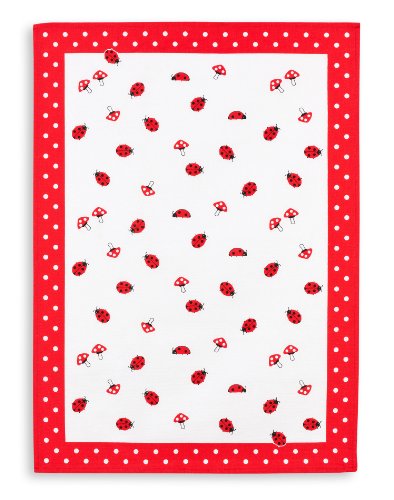 Halbleinen Geschirrtuch, KRACHT, Druckmotiv Marienkäfer/Pilze, Format 50/70 Halbleinen Geschirrtuch, KRACHT, Druckmotiv Marienkäfer/Pilze, Format 50/70 von Kracht seit 1810