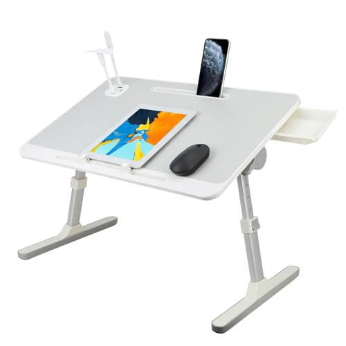 Laptop Bett Tablett Tisch, Höhe Winkel einstellbar Laptop Bett Stand, Portable Lap Desk mit klappbaren Beinen, schublade, faltbar Lap Tablet Tisch für Sofa Couch von Saterkali